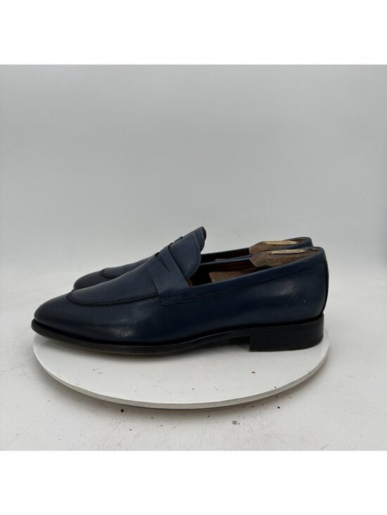 Corneliani Men Size 10 Blue Leather Pull On Penny Loafer Dress Shoes main image 5